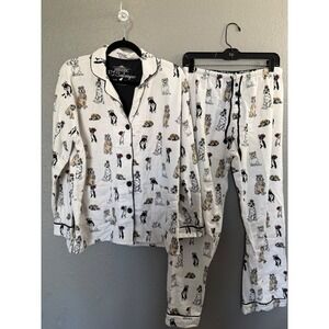 PJ Salvage Cream Pajama Set with Dog Pattern